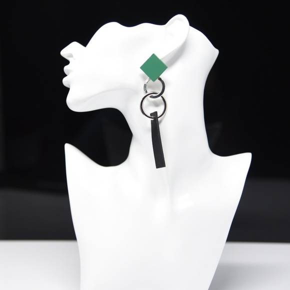Original Design Geometric Asymmetric Earrings - Picture 6 of 6